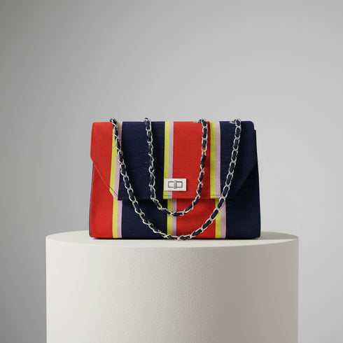 Urban Rhythms Flap Ankara/African Print / Aso-Oke Fugu Kente/ Leather Clutch / Handbag for Women