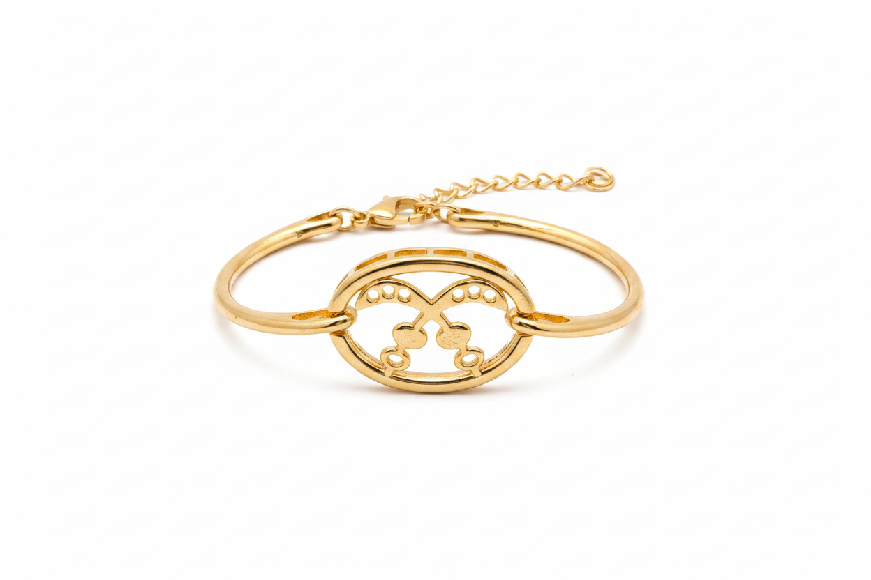 VALOR AKOFENA Adinkra stainless steel adjustable chain bangle bracelet only