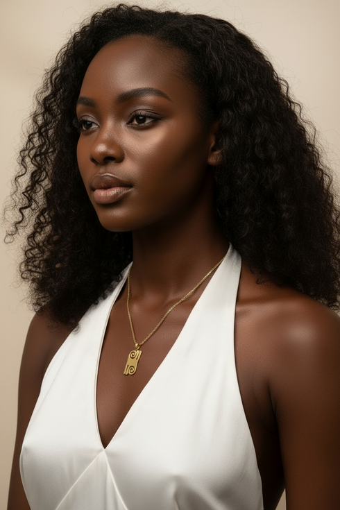 VALOR KWATAKYE-ATIKO single-chain bravery-symbol stainless steel Adinkra necklace only