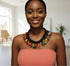 AZIZA Bold Multicolor Ankara Fabric Bead Statement Necklace only – Handmade Women’s Jewelry