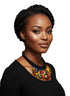 AMIRA Vibrant Verve Bold Ankara Fabric Bead Statement Necklace – Handmade Women’s Jewelry