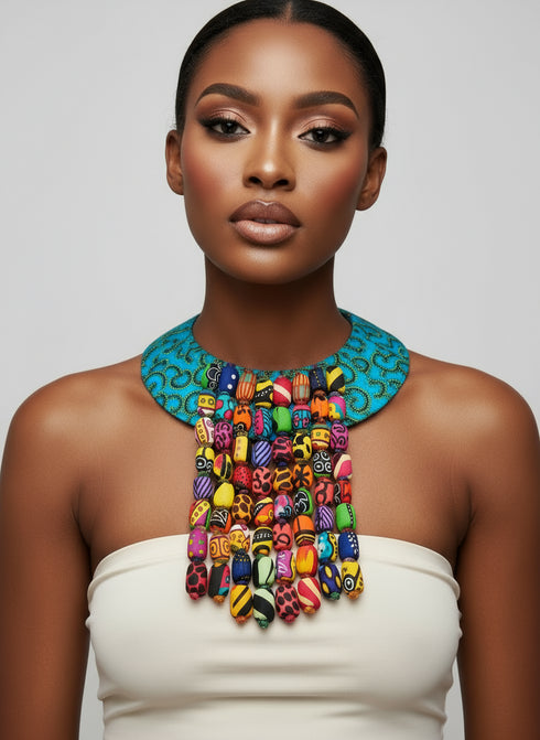 Waterfall Cascade Collar Ankara Necklace