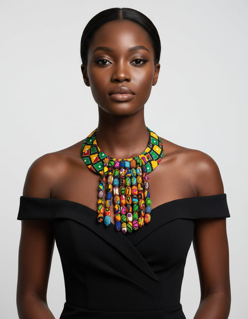 Waterfall Cascade Collar Ankara Necklace