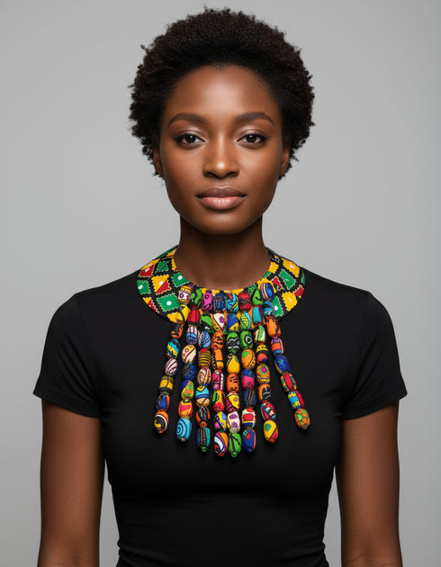 Waterfall Cascade Collar Ankara Necklace