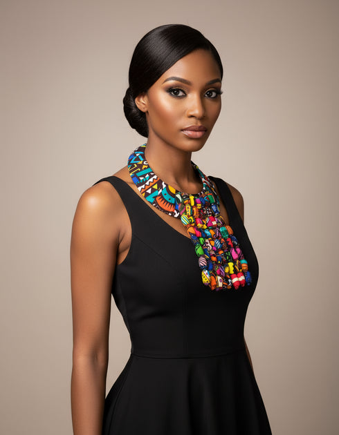 Waterfall Cascade Collar Ankara Necklace