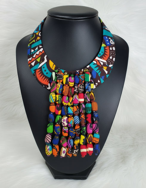 Waterfall Cascade Collar Ankara Necklace
