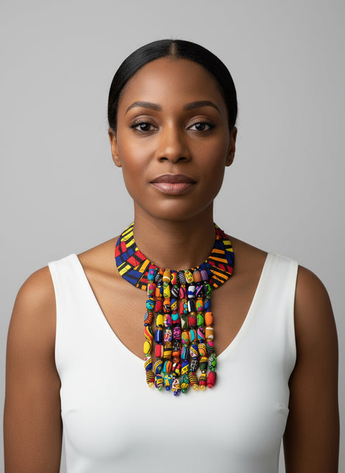 Waterfall Cascade Collar Ankara Necklace