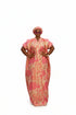 ZORA Luxury Metallic Damask Brocade African Boubou Kaftan Maxi Dress With Matching Braided Headband Set - 2 Piece Boubou Set