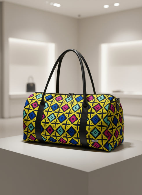 ZUBERI African Print Ankara Pyramid Duffle Bag – Handmade Travel Handbag