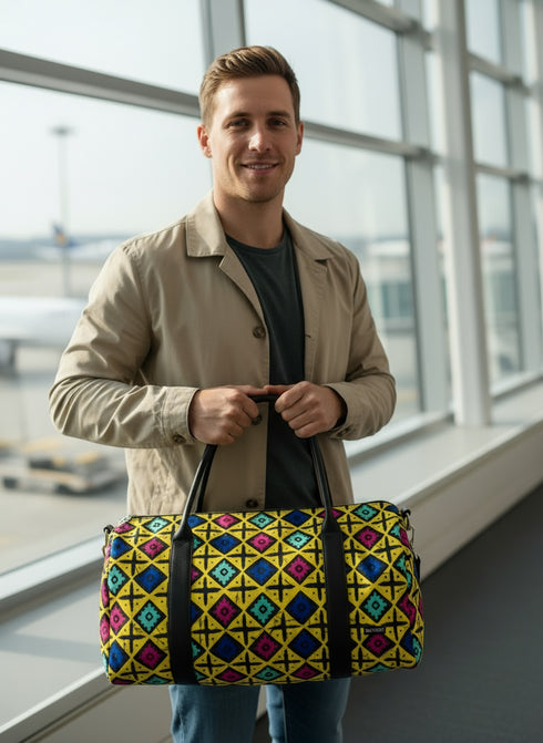 ZUBERI African Print Ankara Pyramid Duffle Bag – Handmade Travel Handbag