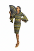 Zura Women Geometric Ankara Shift Dress with Flared Sleeves – Modern African Simplicity