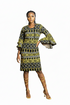 Zura Women Geometric Ankara Shift Dress with Flared Sleeves – Modern African Simplicity