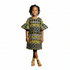 Zura Girls Geometric Ankara Shift Dress with Flared Asymmetrical Sleeves – Modern African Simplicity