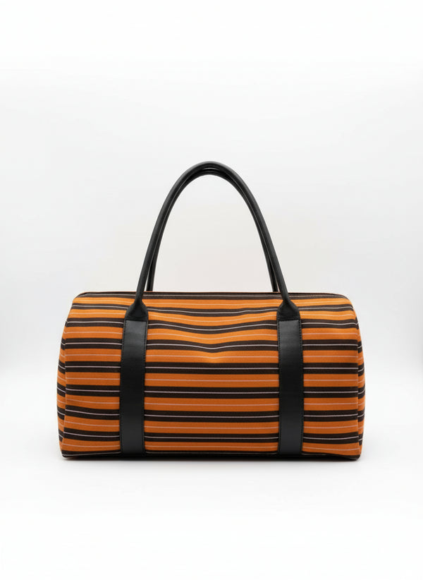 ZUBERI Kente Fugu Aso-Oke Pyramid Duffle Bag – Handmade African Travel Handbag