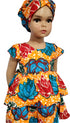 Faith Peplum Layered African Print Baby Girl Dress with Headwrap – Handmade