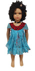 Oforiwaa Blue Lace African Kids Dress with  Butterfly Sleeves Girl Dress – Red Lining
