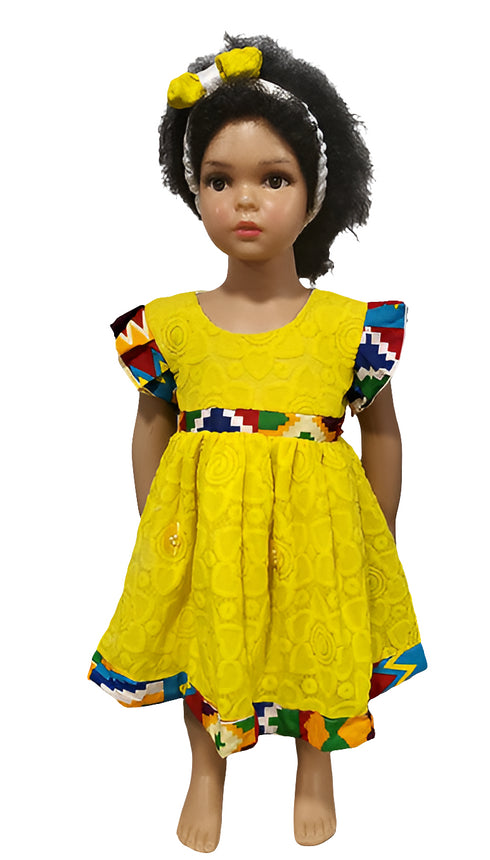 Alana Lace Kente Sleeve and Hem Baby Girl Dress – Handmade