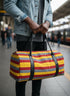 ZUBERI Kente Fugu Aso-Oke Pyramid Duffle Bag – Handmade African Travel Handbag
