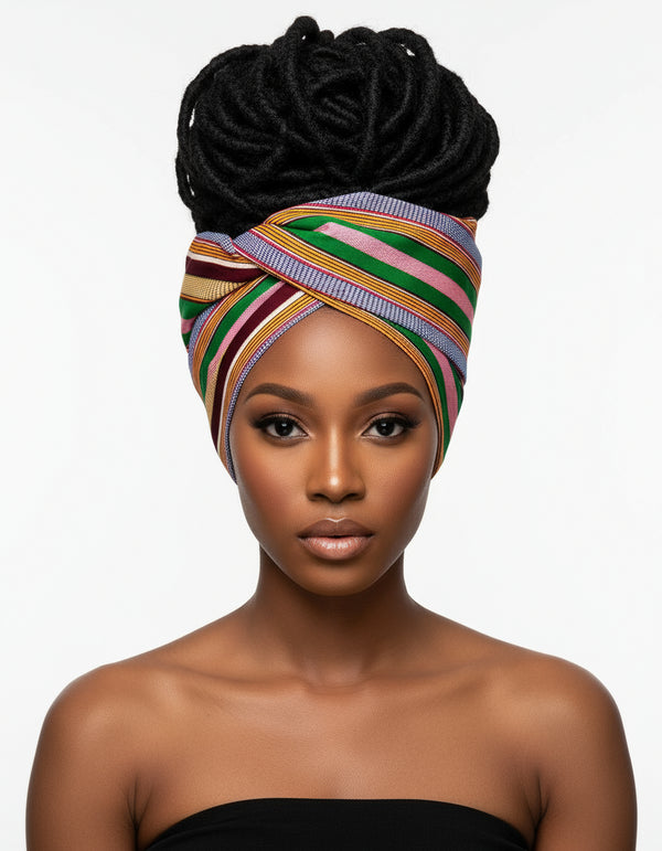 ADEPA Tie-On Ankara Headwrap / Headpiece Scarf – One-Yard Duku (African Print Headwrap)