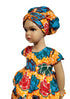Faith Peplum Layered African Print Baby Girl Dress with Headwrap – Handmade