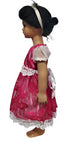 Destiny Pink Flowered Short Sleeve Organdi Lace Baby Girl Dress with Waist Trim – Handmade