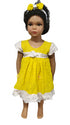 Journey Yellow Lace White Satin Bow Baby Girl Dress – Handmade
