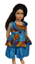 Zendaya Blue and Yellow Ankara Peplum Bow Belted Baby Girl Dress – Handmade