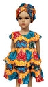 Faith Peplum Layered African Print Baby Girl Dress with Headwrap – Handmade