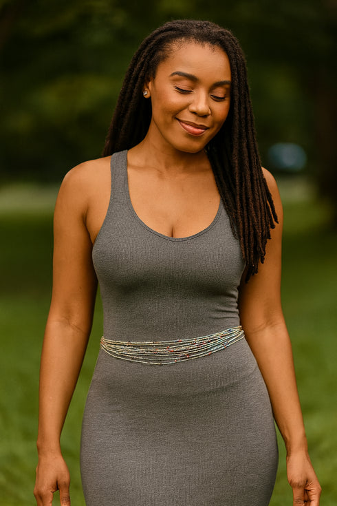 Afriyie Silver Glass Beads with Colored Accents Waist Beads – Ahyenie