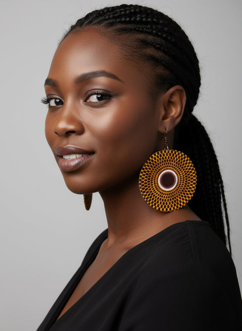 Jei-No Circular Chic Ankara Print Earrings