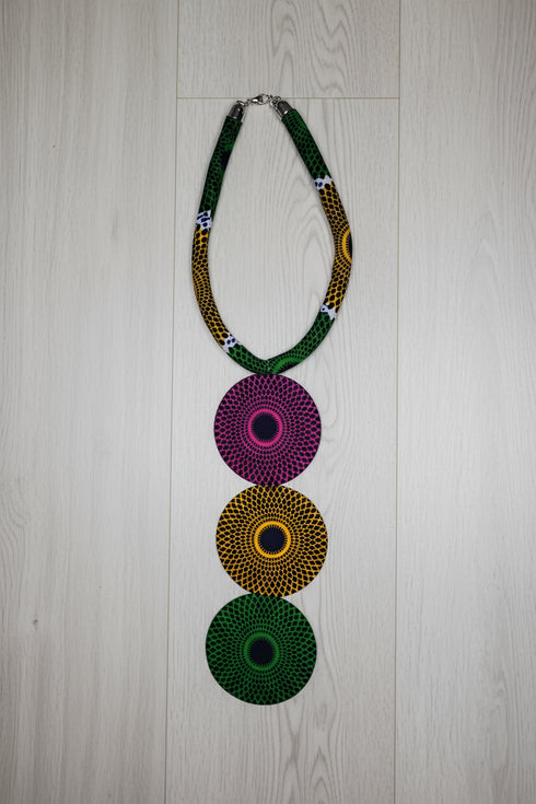 African Trio Circlet Ankara Necklace