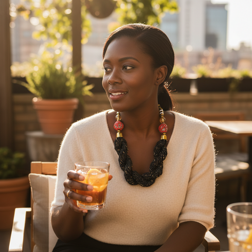 Lumina handmade elegance woven seed bead necklace earring set