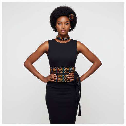 Geo-Tribal Waist Pleated Belt