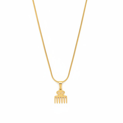 BEAUTY COMB DUAFE minimalistic Adinkra stainless steel necklace Only