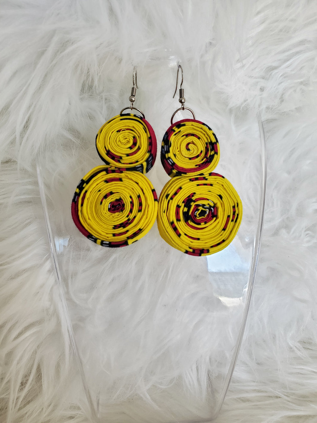 Radiant Rosette Double Folded Ankara Earrings