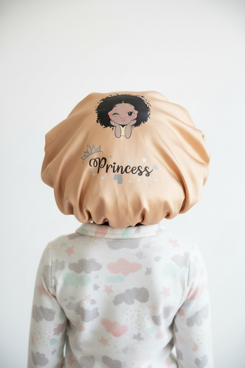 PRINCESS BLACKWATER African KIDS Handmade KIDS Silk Bonnet With PRINCESS Band Design