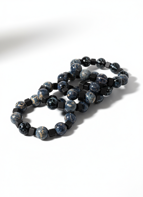 JALIA Luxurious Midnight Marble Handmade Beaded Hand Bracelet