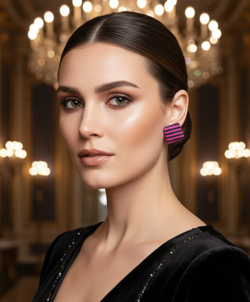 Bold Square Ankara Stud Earrings