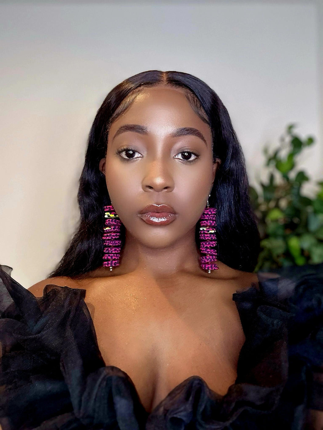 Nubian Royale Button Chandelier Earrings.