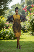 Taelisse Women Ankara and Organza Sunburst Vibrant African Women Wear Shift Dress