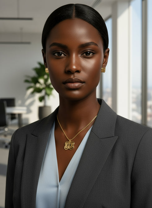 ASAASE YE DURU Adinkra Necklace and Stud Earrings Set – African Stainless Steel Jewelry for Women