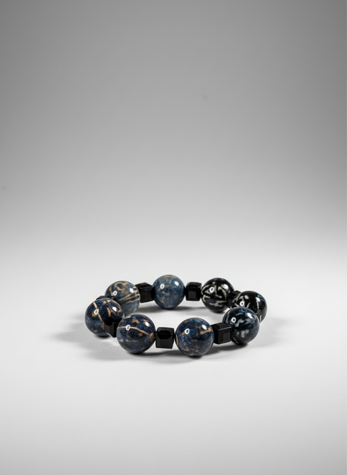 JALIA Luxurious Midnight Marble Handmade Beaded Hand Bracelet