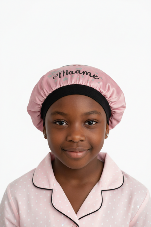 MAAME BLACKWATER African KIDS Handmade KIDS Silk Bonnet With MAAME Band Design
