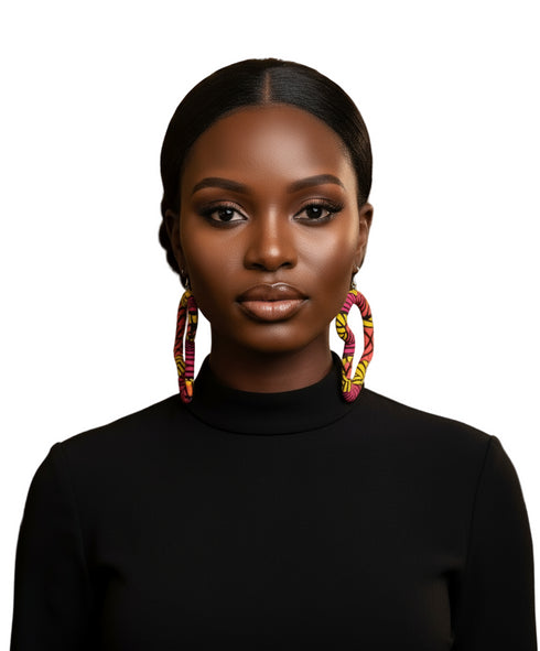 African Map Ankara Fabric Earrings