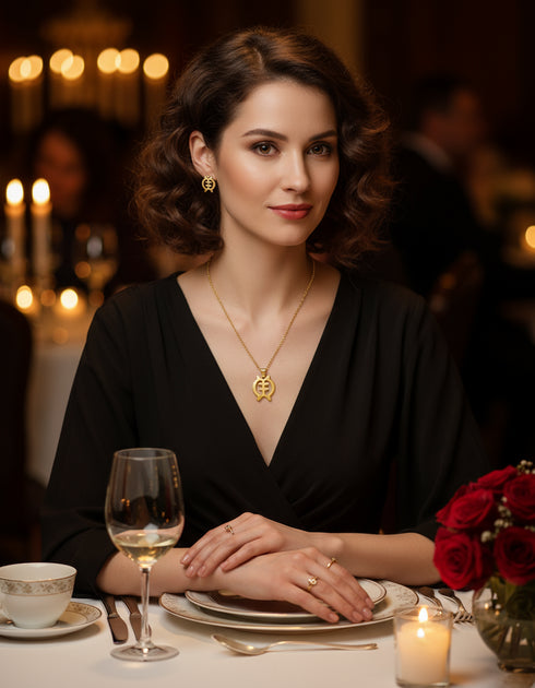 REVERENCE GYE NYAME Necklace and Earrings Set – Adinkra Jewelry Set Stainless Steel