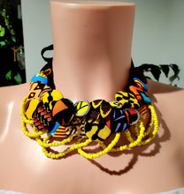 Load image into Gallery viewer, AfriChic Button and Beadwork Ankara Necklace
