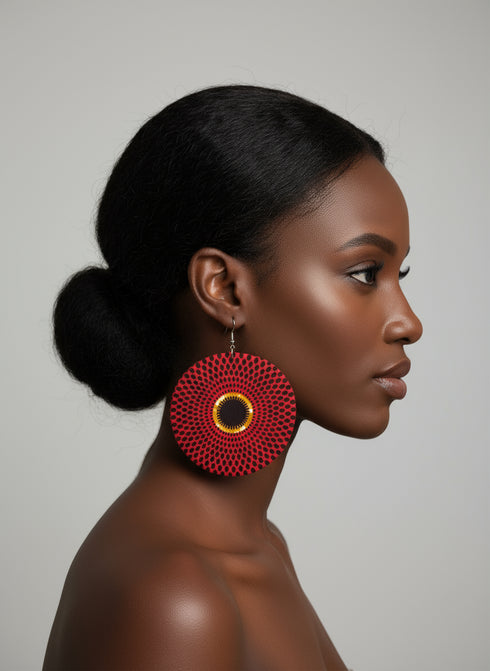 Jei-No Circular Chic Ankara Print Earrings