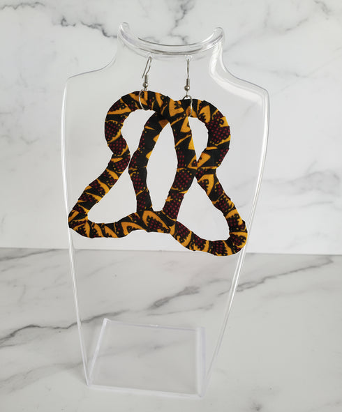 African Map Ankara Fabric Earrings