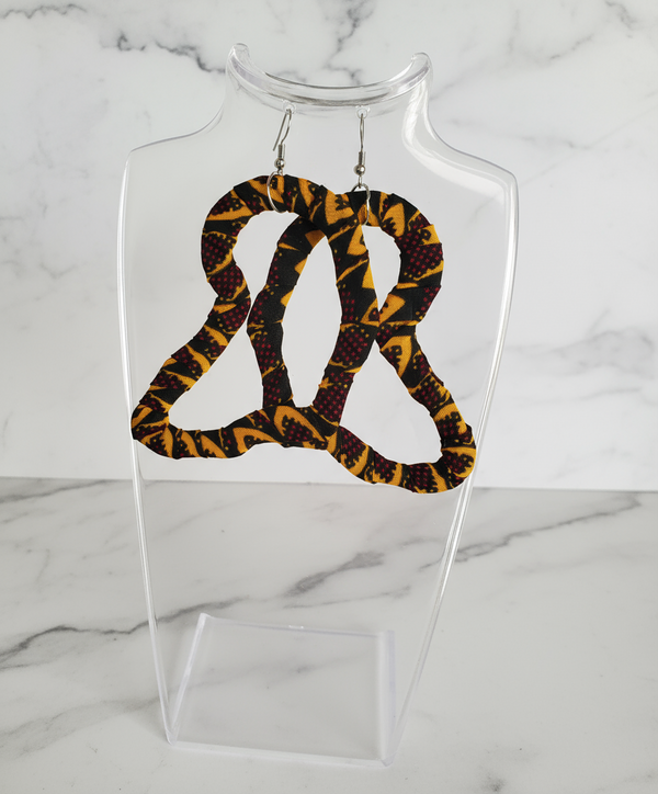 African Map Ankara Fabric Earrings