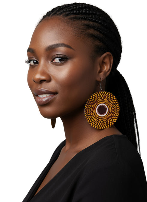 Jei-No Circular Chic Ankara Print Earrings